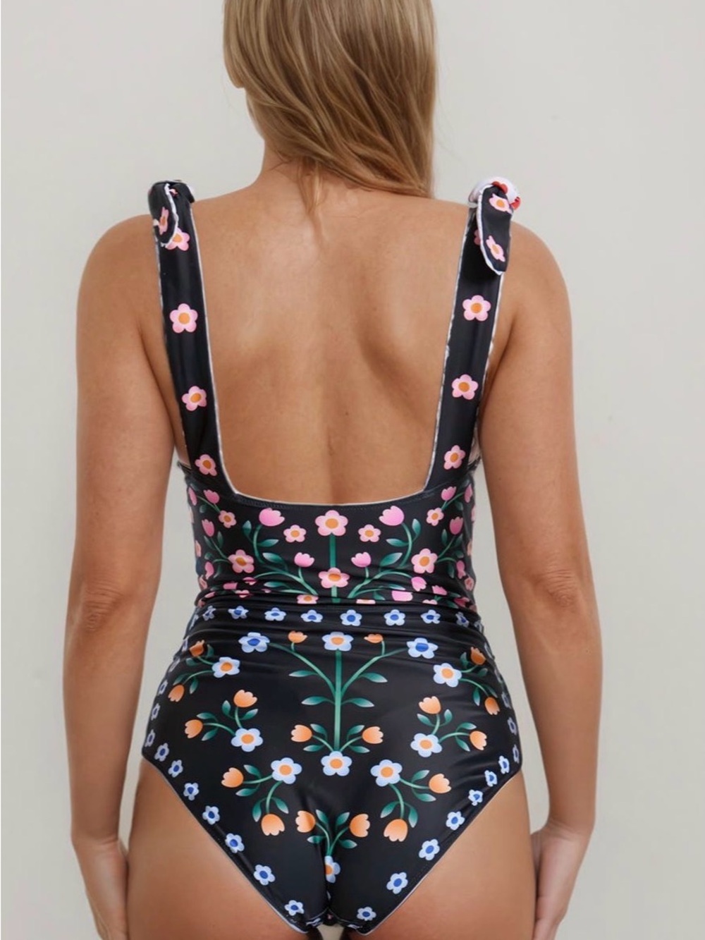 Jessie Zhao Day/Night Garden Reversible One-Piece Swimsuit with Tie Straps - Picture 3 of 14